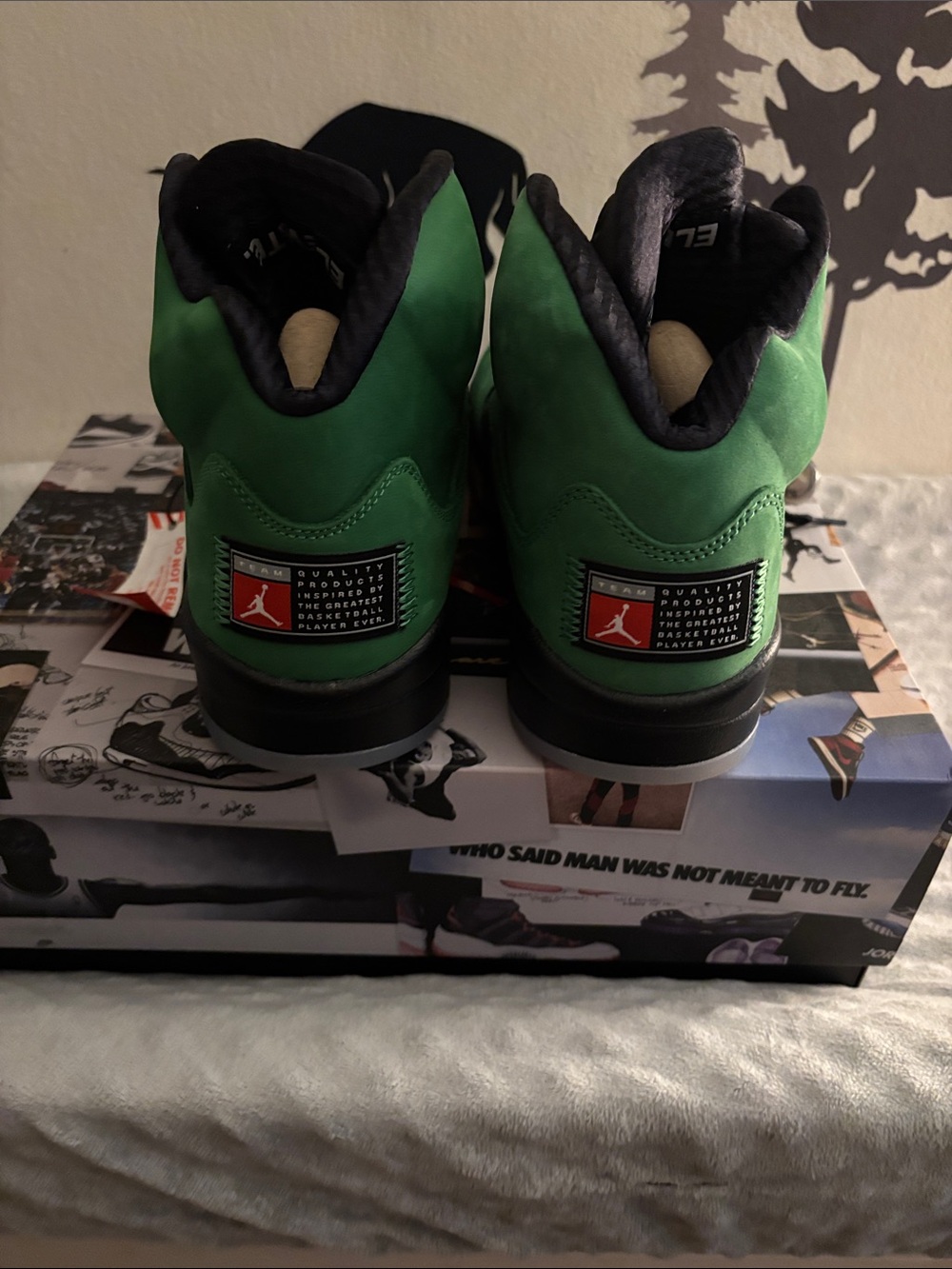 Jordan Green and Black High-Top Sneakers with Red Tag - Picture 5 of 5
